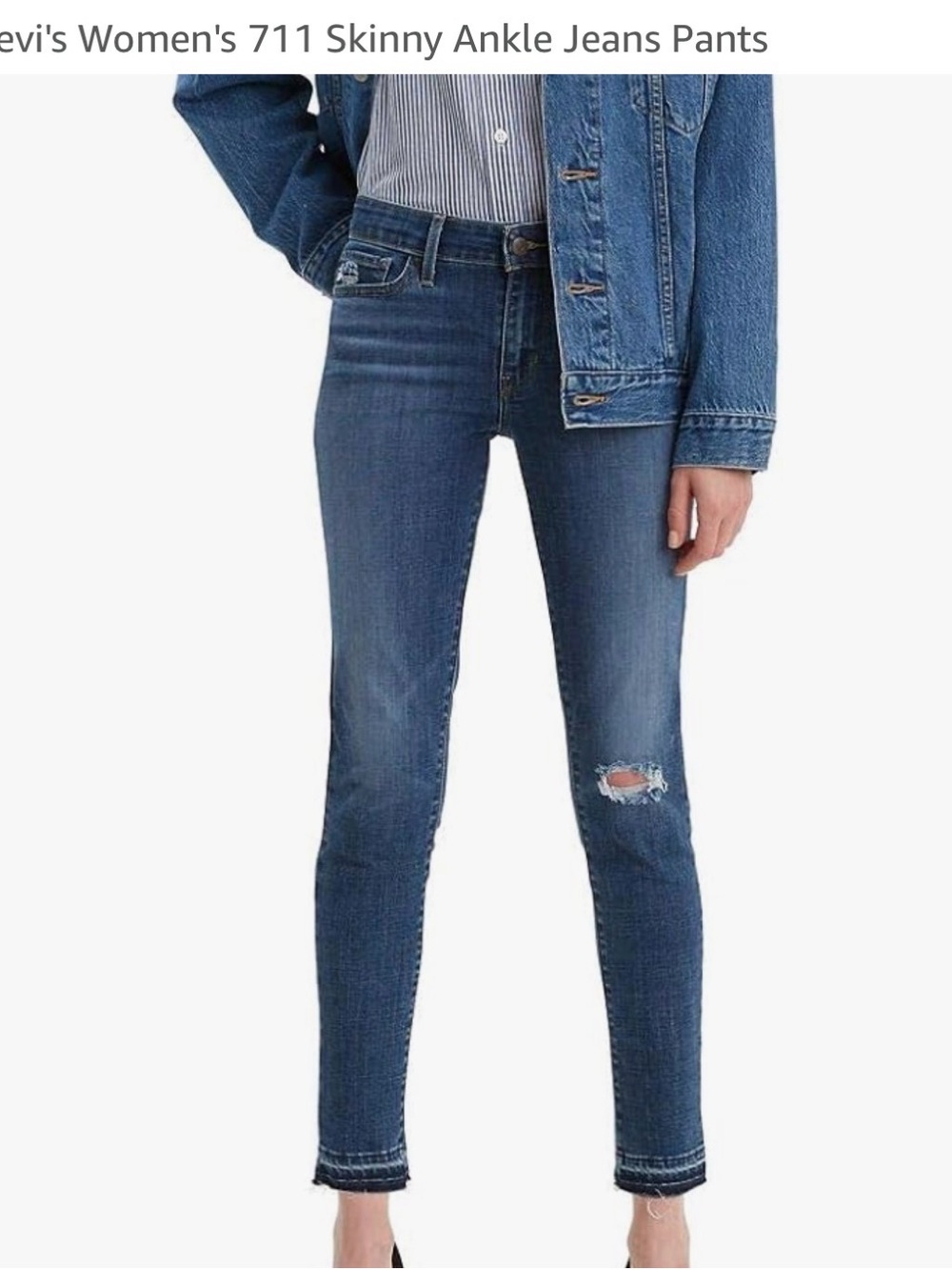 Levi's Women's Skinny Distressed Jeans - Medium Blue with Faded Wash